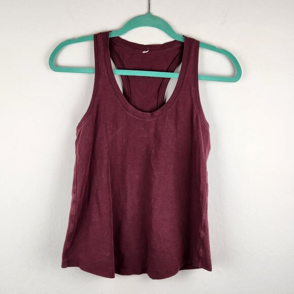 Lululemon Burgundy Racerback Jersey Knit Tank Top sz 4? - Picture 1 of 6
